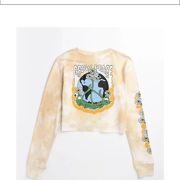 Empyre Kode Grow Peace Tie Dye Long Sleeve Crop T-Shirt - Picture 2 of 3